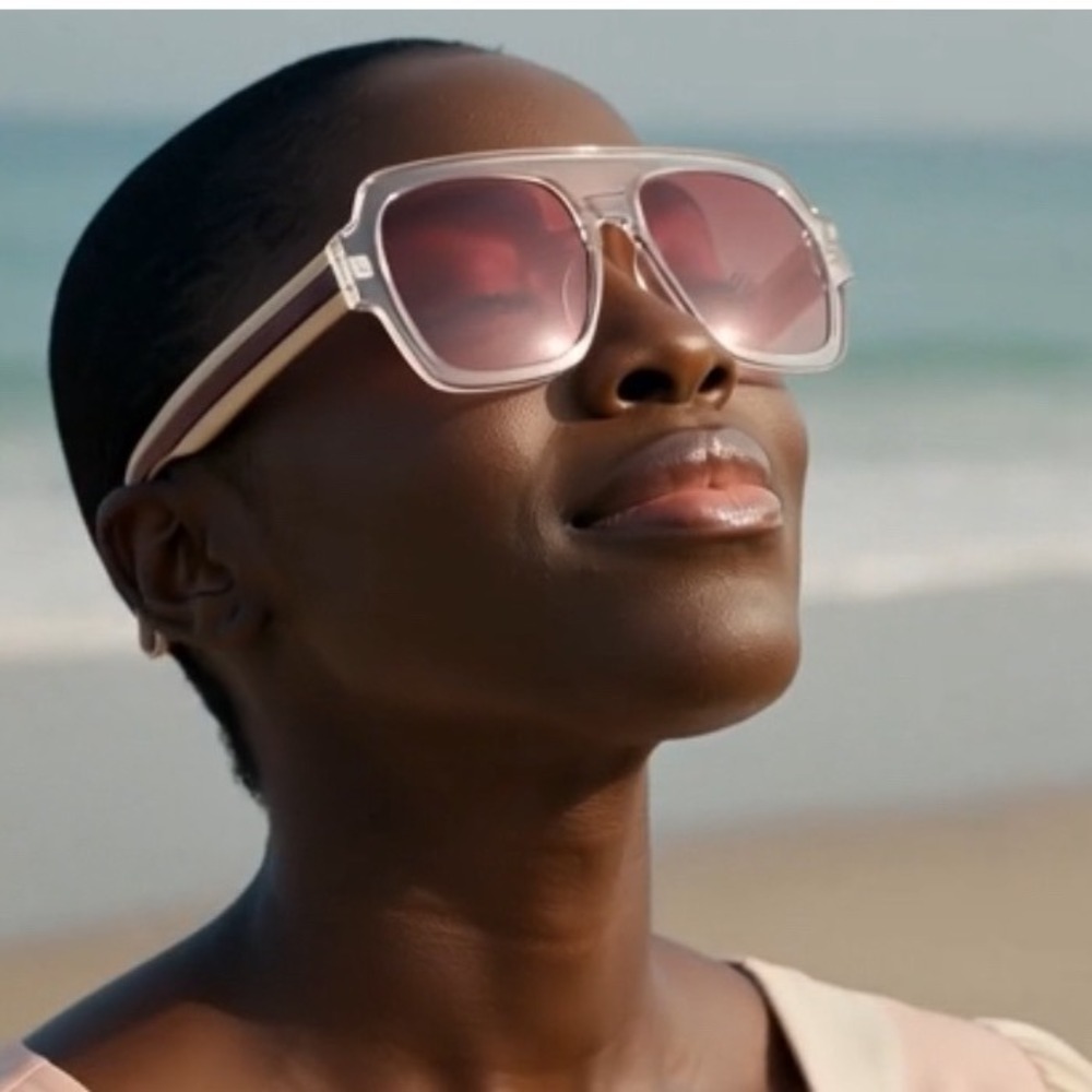 Women‎ Sunglasses Pink Lens Clear Frame Fashion Pilot Sun Glasses Elegant Gafas